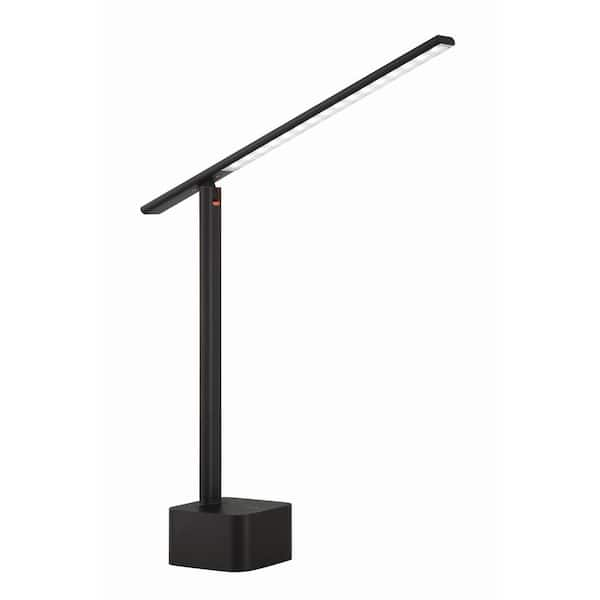 George Kovacs Kovacs 14.25 in. Black Contemporary Rechargeable LED Table Lamp for Home Office or Living Room with Black Metal Shade