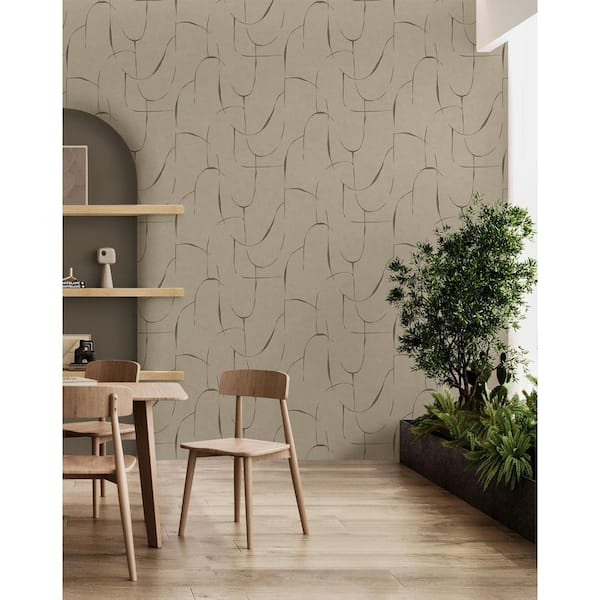 17.08 sq. ft. Natural Canvas Mocking Jay Vinyl Peel and Stick Wallpaper Roll