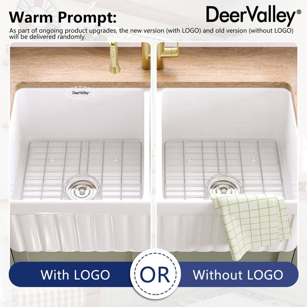 Nova 33" White Fireclay Double Basin Farmhouse Sink