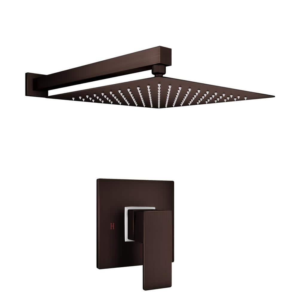 Aosspy 1-Spray Patterns with 1.5 GPM 10 in. Wall Mount Square Ceiling Fixed Shower Head in Brown Copper