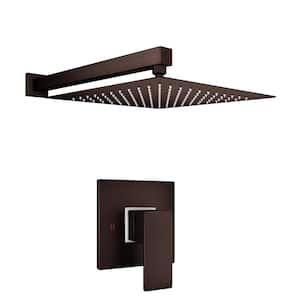 1-Spray Patterns with 1.5 GPM 10 in. Wall Mount Square Ceiling Fixed Shower Head in Brown Copper