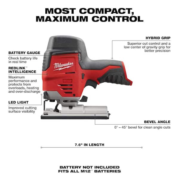 Milwaukee M12 12V Lithium-Ion Cordless Jig Saw (Tool-Only) 2445-20