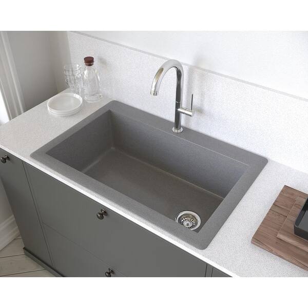 Swan Drop In Granite 1 Hole Single Bowl Kitchen Sink 33 Inch X 22 Espresso White