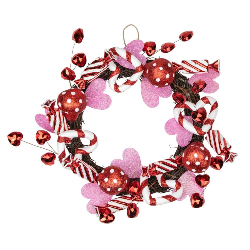 Northlight 16 in. Unlit Red and White Candies and Hearts Valentine's Day Wreath