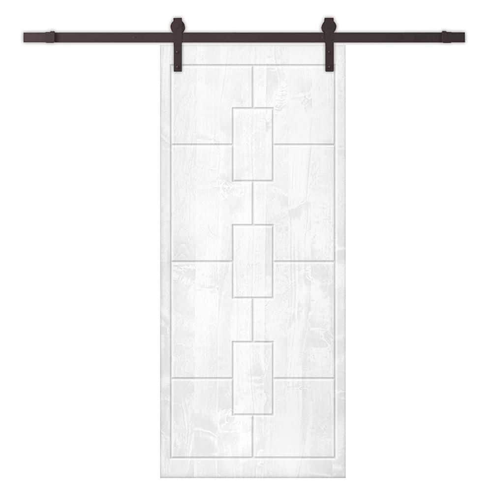 30 in. x 80 in. White Stained Pine Wood Modern Interior Sliding Barn Door with Hardware Kit price history on PriceWatchPro