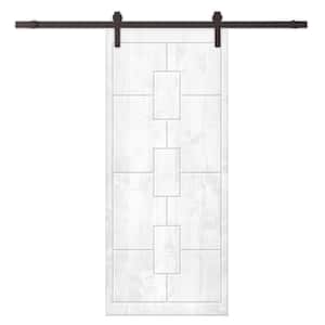 42 in. x 96 in. White Stained Solid Wood Modern Interior Sliding Barn Door with Hardware Kit