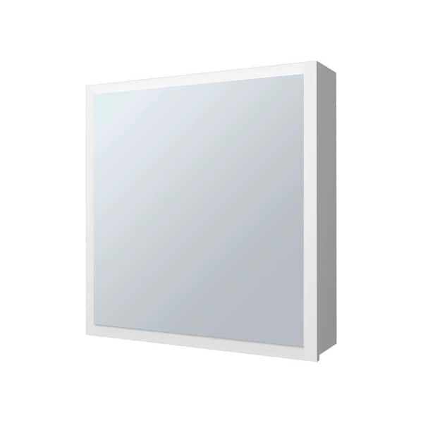 White 19.7 in W x 21.1 in. H Modern Rectangle Particle Board Framed Mirror Wall Mirror Bathroom Vanity Mirror