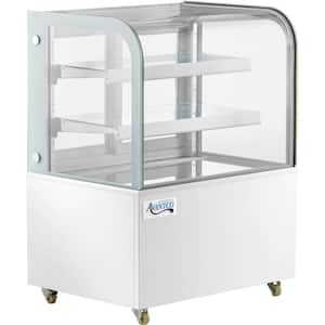 36 in. Curved Glass White Dry Bakery Display Case, 2-Shelves, Sliding Doors