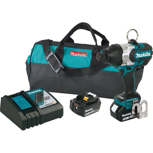Makita 18V LXT Lithium-Ion Brushless Cordless High Torque 7/16 in. Hex Chuck Impact Wrench Kit w/ (2) Batteries 5.0Ah, Bag