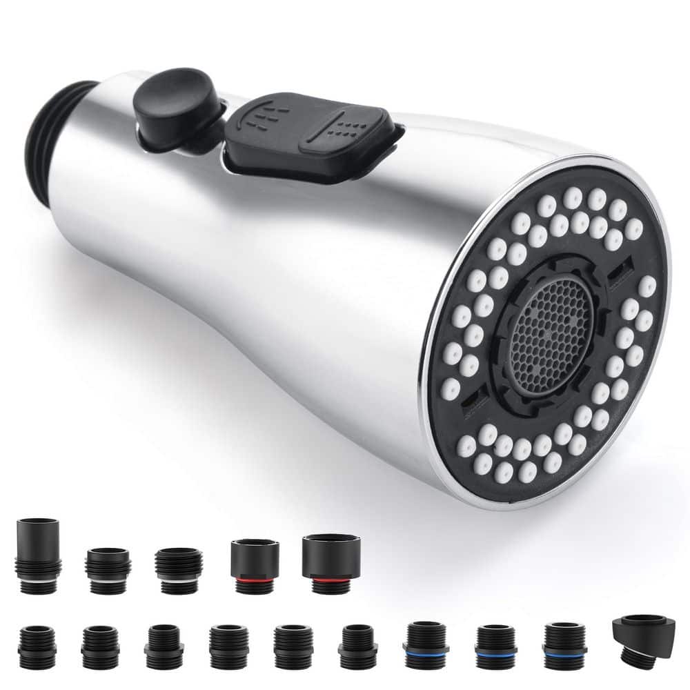 Kitchen Faucet Sprayer Head Replacement with 15 Adapters, 3-Function Tap Spray Spout Part Connector, Chrome price history on PriceWatchPro