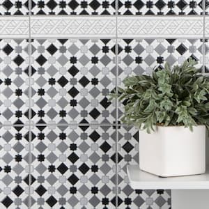 Sevillano Giralda Checkerboard Glossy Black and White 7-7/8 in. x 7-7/8 in. Ceramic Wall Tile (11.0 sq. ft./Case)