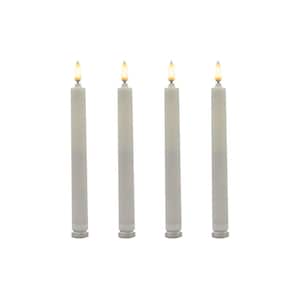 White Battery Operated 3D Wick Flame Taper Candles (Set of 4)
