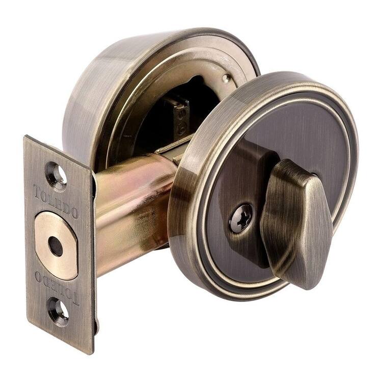 TOLEDO Single Cylinder Antique Brass Deadbolt