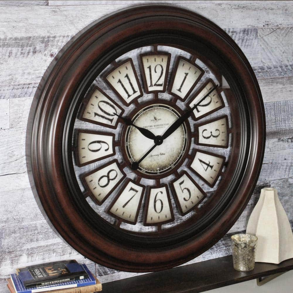 Firstime 29 In Round Majestic Hollow Wall Clock 10026 The Home Depot