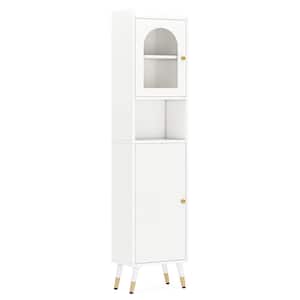 Cindy White Accent Storage Cabinet with 2-Doors for Living Room Bedroom Bathroom