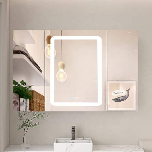 Staykiwi 40 in. W x 30 in. H Rectangular Aluminum Medicine Cabinet with Mirror
