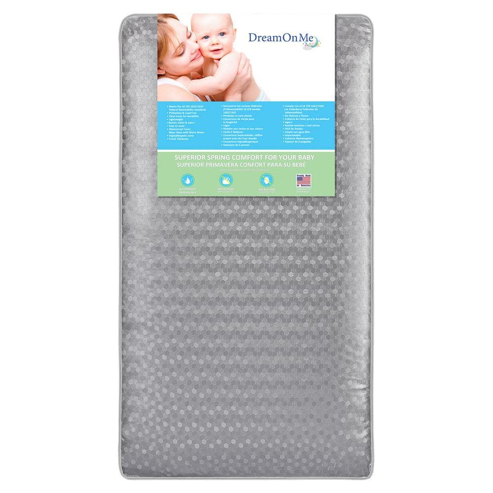 Superior Slumber 6  Coil Gray Spring Crib and Toddler Bed Mattress - Dream On Me 112