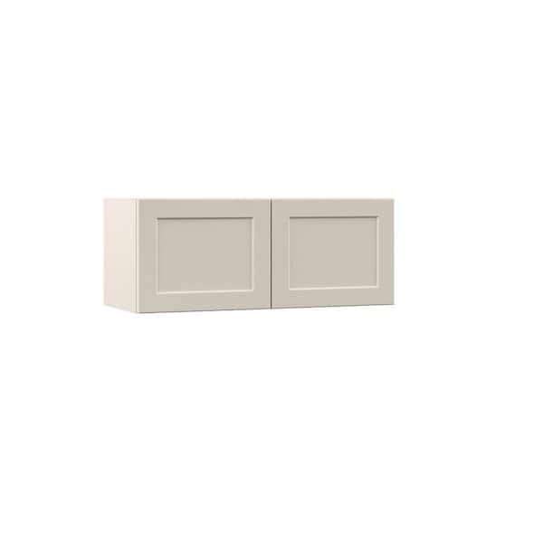 Hampton Bay Designer Series Melvern 30 in. W x 15 in. D x 12 in. H Assembled Shaker Wall Bridge Kitchen Cabinet in Cloud