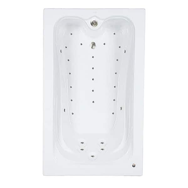 Comfortflo Premier 60 in. x 42 in. Acrylic Rectangular Drop-in Air Bathtub with Reversible Drain in Biscuit