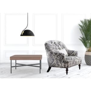 Charlie Pattern Fabric Fabric Arm Chair with Nailhead Trim Tufted Cushions