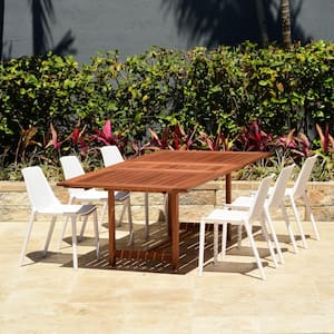 San Diego 7-Piece Eucalyptus Wood Rectangular Patio Dining Set