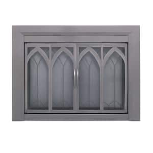 Collin Small Gunmetal Glass Fireplace Doors