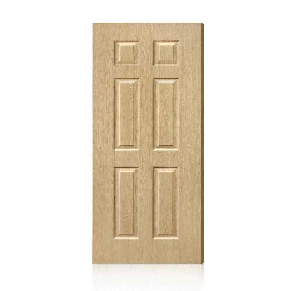CALHOME 30 in. x 80 in. 6 Panel Hollow Core Oak Finished PVC
