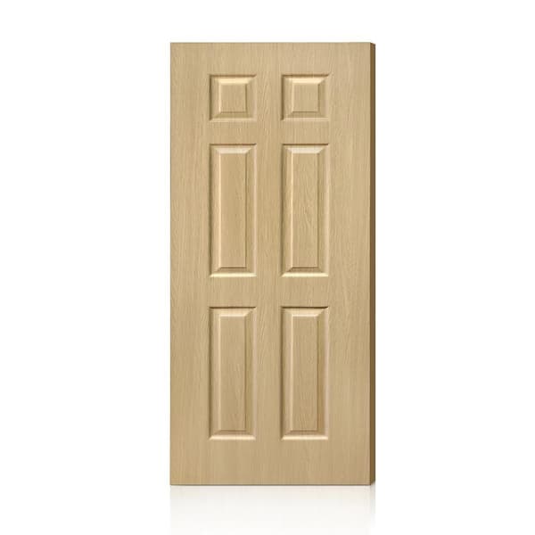 CALHOME 33 in. x 81 in. 6 Panel Hollow Core Oak Finished PVC Composite Interior Door Slab