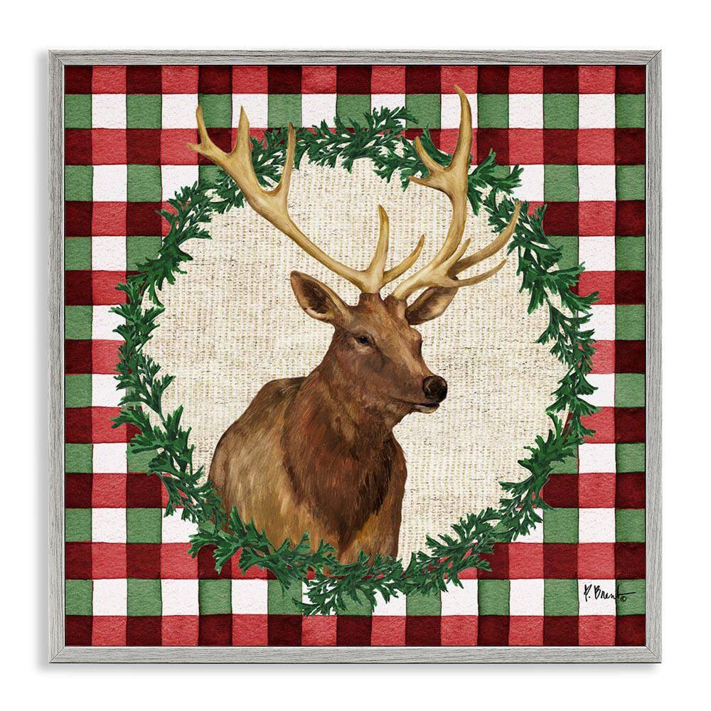 Plaid Holiday Elk by Paul Brent Gray Framed Animal Giclee Art Print 17 in. x 17 in. price history on PriceWatchPro
