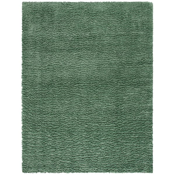 August Shag Green 8 ft. x 10 ft. Solid Area Rug