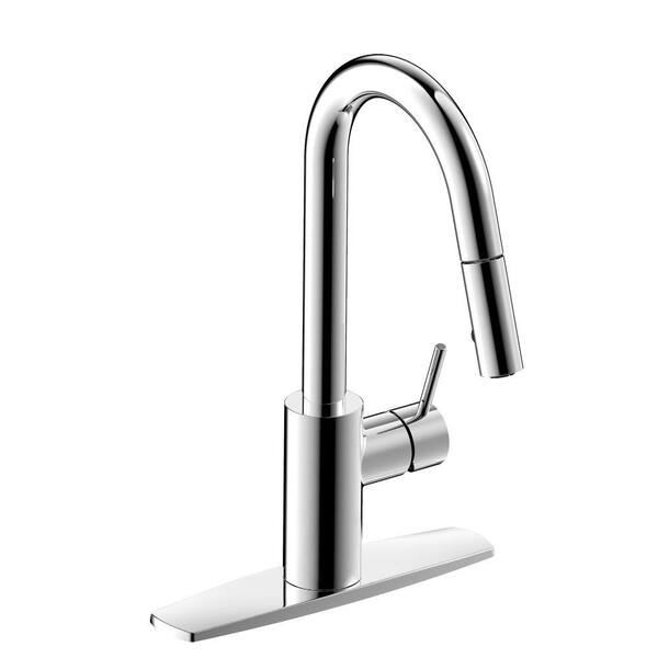 Ultra Faucets Polished Chrome Euro Collection Single-Handle Kitchen Faucet With Pull-Down Spray