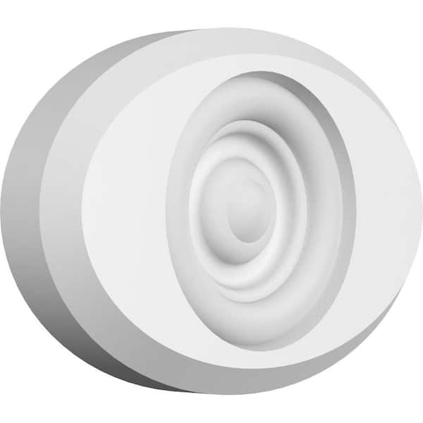 Ekena Millwork 3/4 in. x 5 in. x 3 1/4 in. Standard Dalton Bullseye Rosette with Beveled Edge Moulding