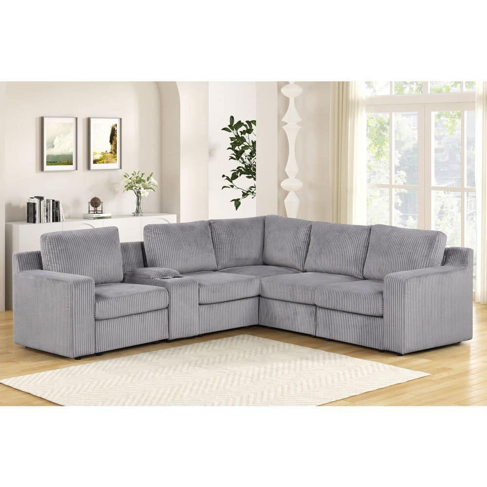 Best Master Furniture Sagewood 105 in. W Square Arm 8-piece Corduroy ...