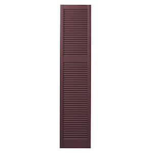 14.50 in. x 66.62 in. Cottage Style Open Louvered Polypropylene Shutters Pair in Vineyard Red