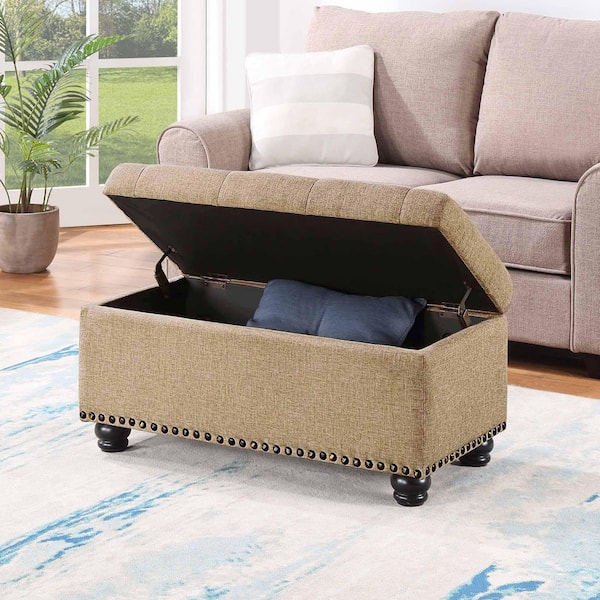 Designs 4-Comfort 7th Avenue Tan Fabric Storage Ottoman Bench