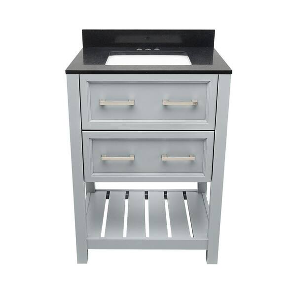 Ella Tremblant 25 in. W x 19 in. D x 36 in. H Bath Vanity in Gray with Quartz Stone Galaxy Black Top with White Basin