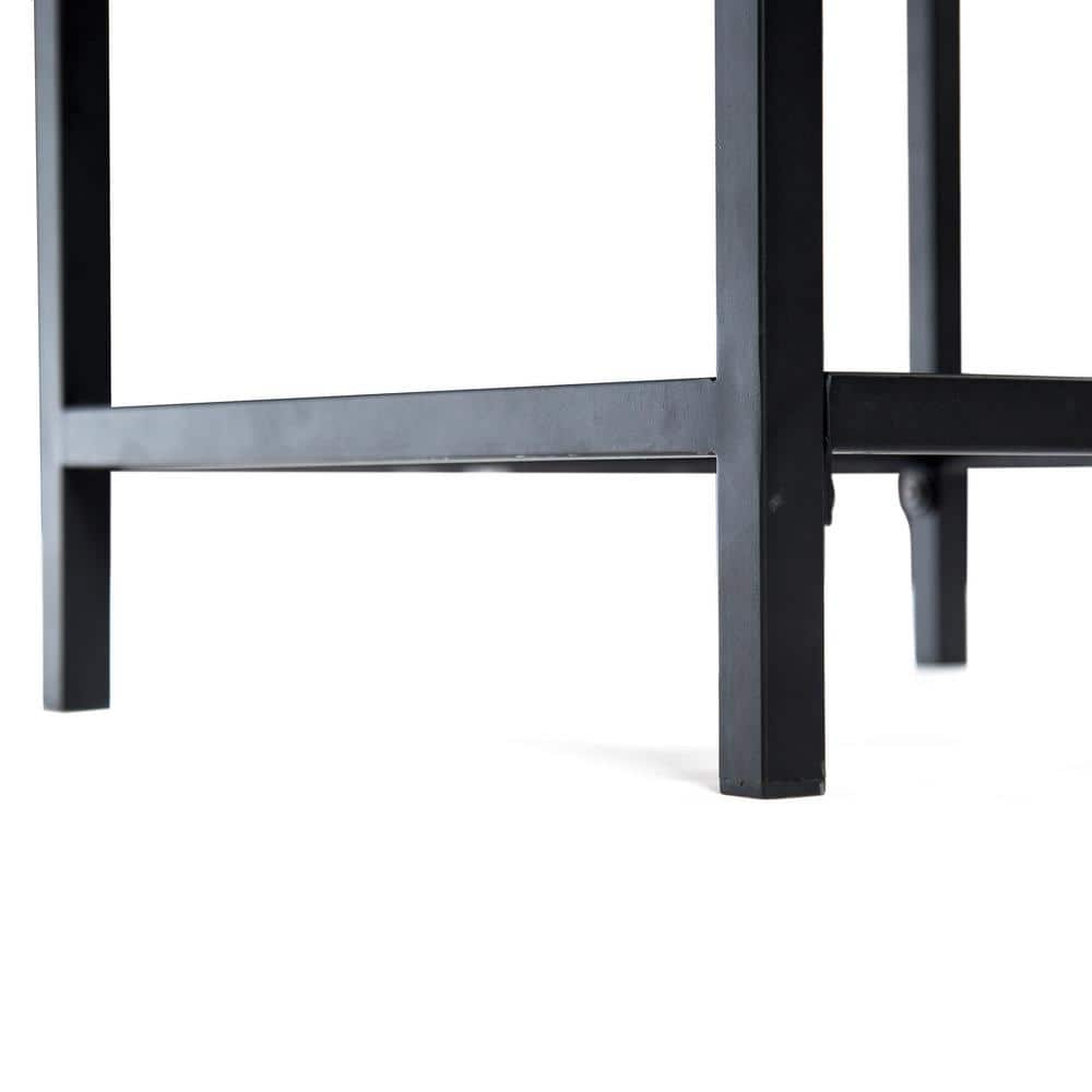 Dark Oak and Black Metal Industrial Storage Side Table
