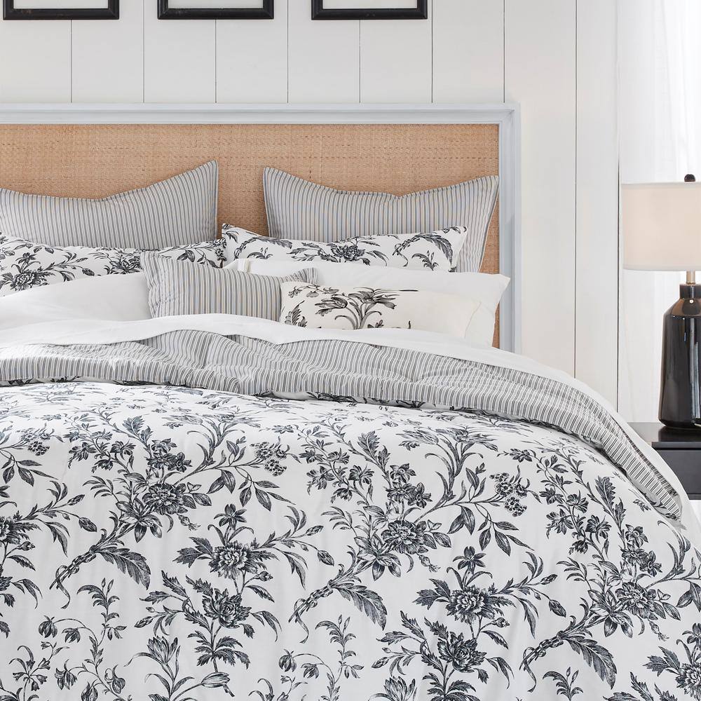 Amberley Black and White Reversible Cotton Full Comforter Set