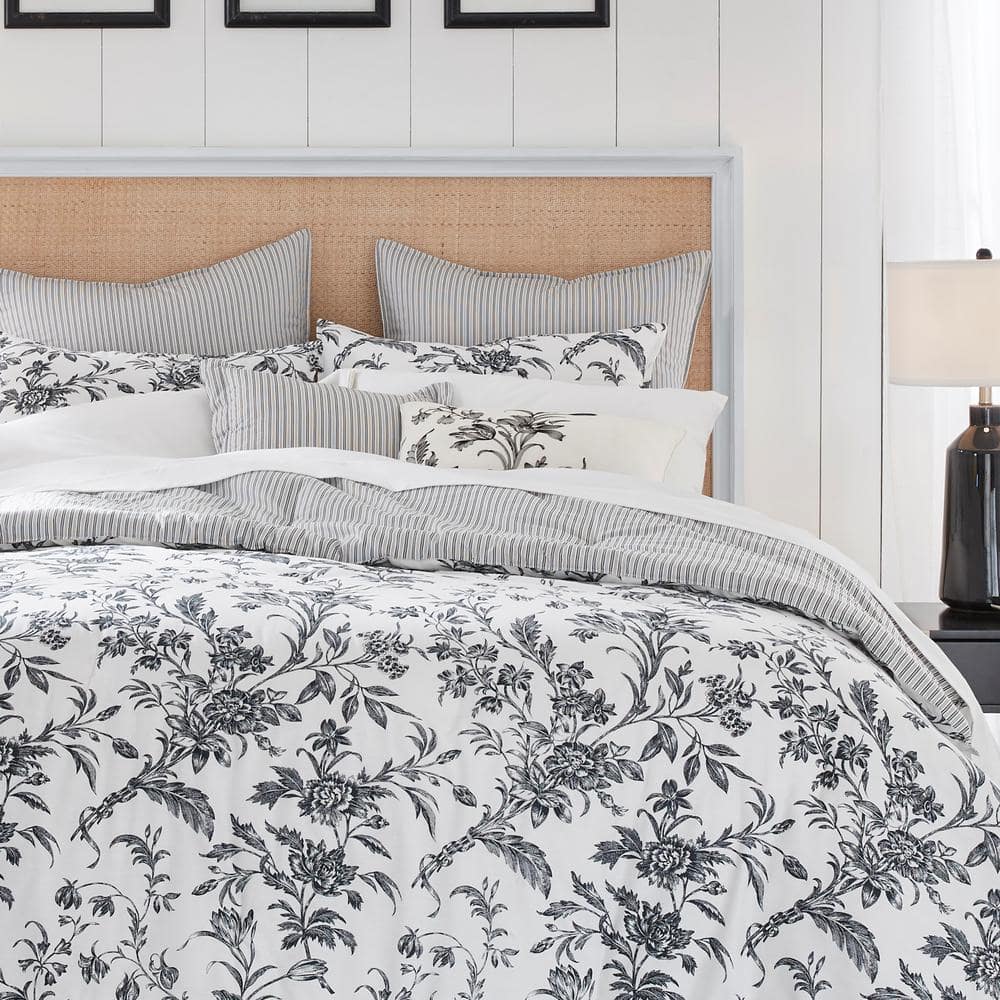 Amberley Black and White Reversible Cotton King Comforter Set