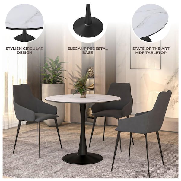 ダイニングテーブル BRISTOL DINING TABLE Leisuremod Bristol Dining Table 35 in. Round MDF Wood in Black