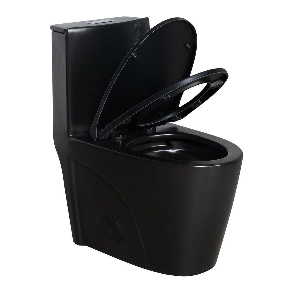 1-Piece Toilet 1.1 GPF/1.6 GPF Dual Flush Elongated Toilet with Quiet Soft Close Seat in Matte Black price history on PriceWatchPro