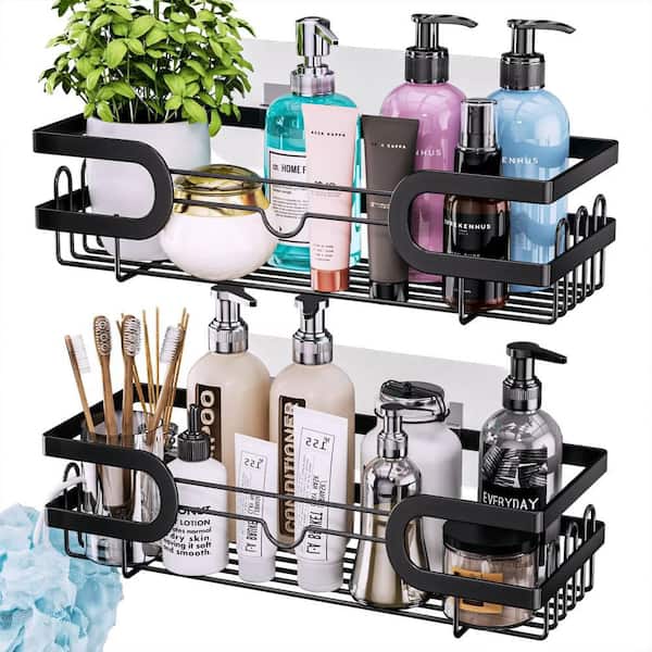Dyiom Shower Caddy Organizer with 12 Hooks, Bathroom Storage for Shampoo,  Shower Shelf with 2 Razor Hangers， in Black 1894321242 - The Home Depot