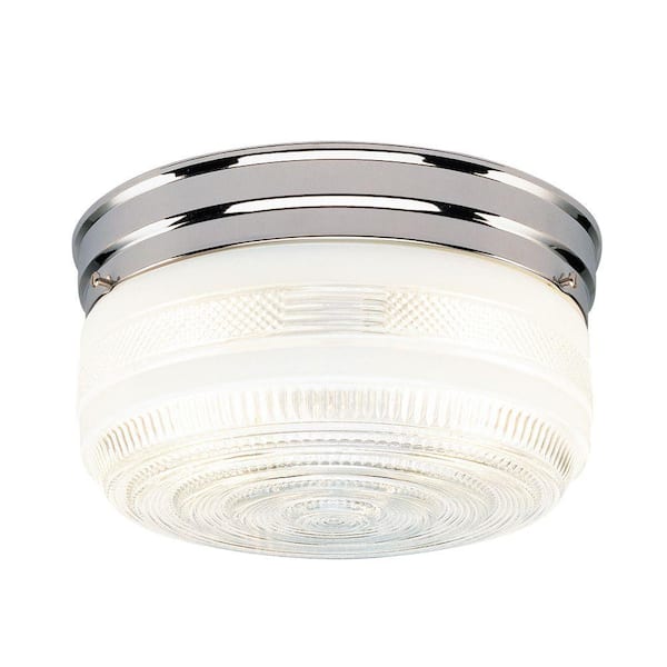 Westinghouse 2-Light Ceiling Fixture Chrome Interior Flush-Mount with White and Clear Glass