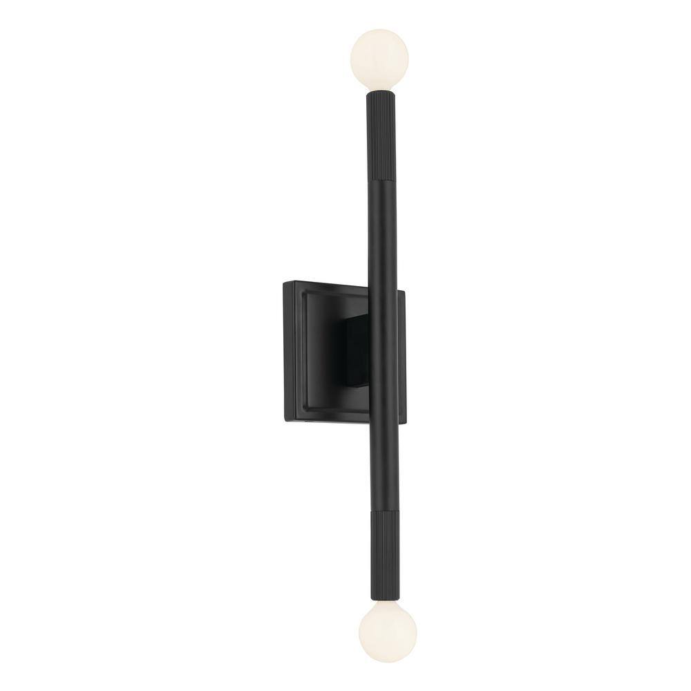 KICHLER Odensa 17 in. 2-Light Black Living Room Wall Sconce Light