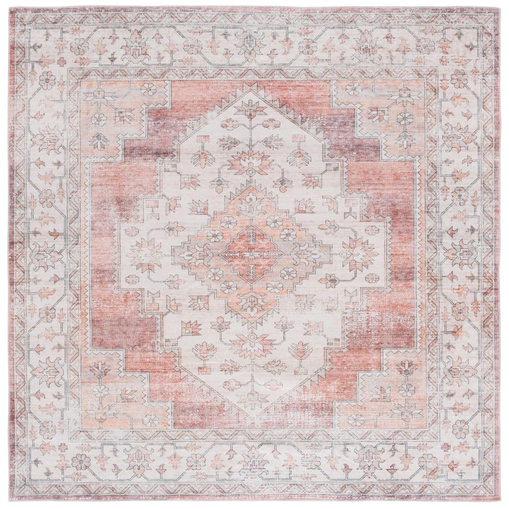 Arizona 6 ft. x 6 ft. Rust/Light Brown Machine Washable Floral Medallion square Area Rug price history on PriceWatchPro