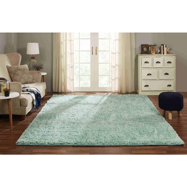 Microfiber Shag Aqua 7 ft. x 9 ft. Area Rug