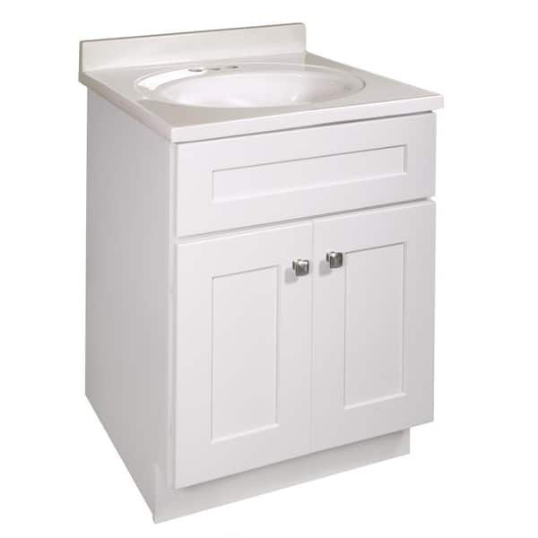 Design House Brookings 25 in. Bathroom Vanity with Cultured Marble Vanity Top - Fully Assembled Bathroom Vanity with Sink, White