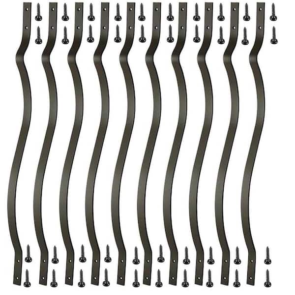 61-Pack 36 in. x 1 in. Heavy Duty Iron Wave Arc Balusters with Screws for Outdoor Stair Deck Porch