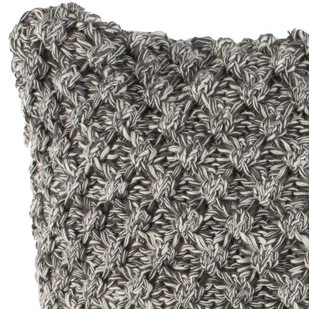 Gray Knit Square Decorative Throw Pillow with Polyfill