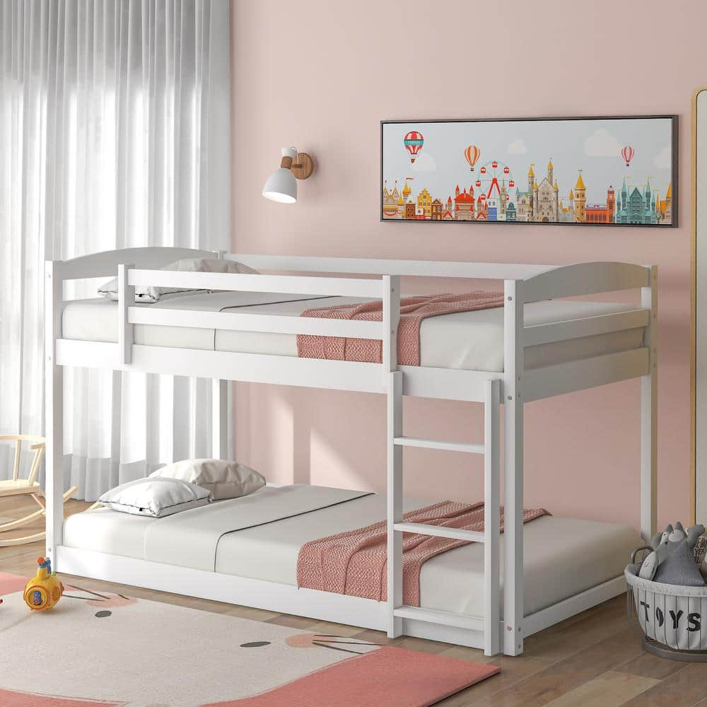 Harper & Bright Designs White High Quality Twin Over Twin Bunk Bed ...